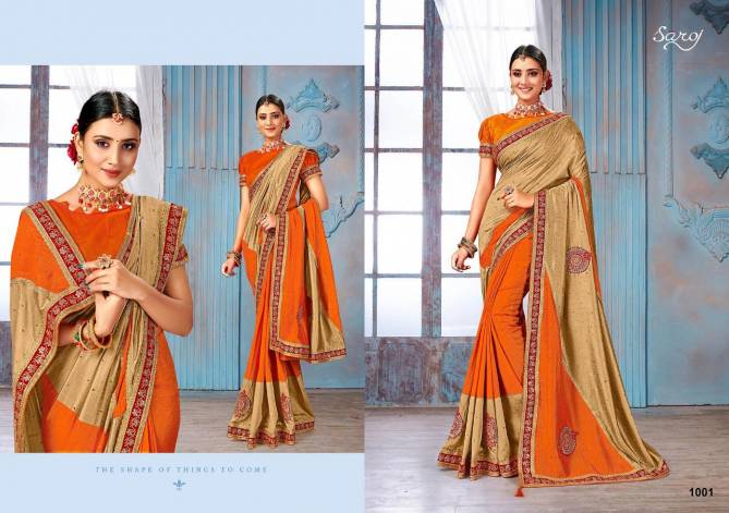 Saroj Sultana Fancy Festive Wear Vichitra Silk Embroidered Saree Collection